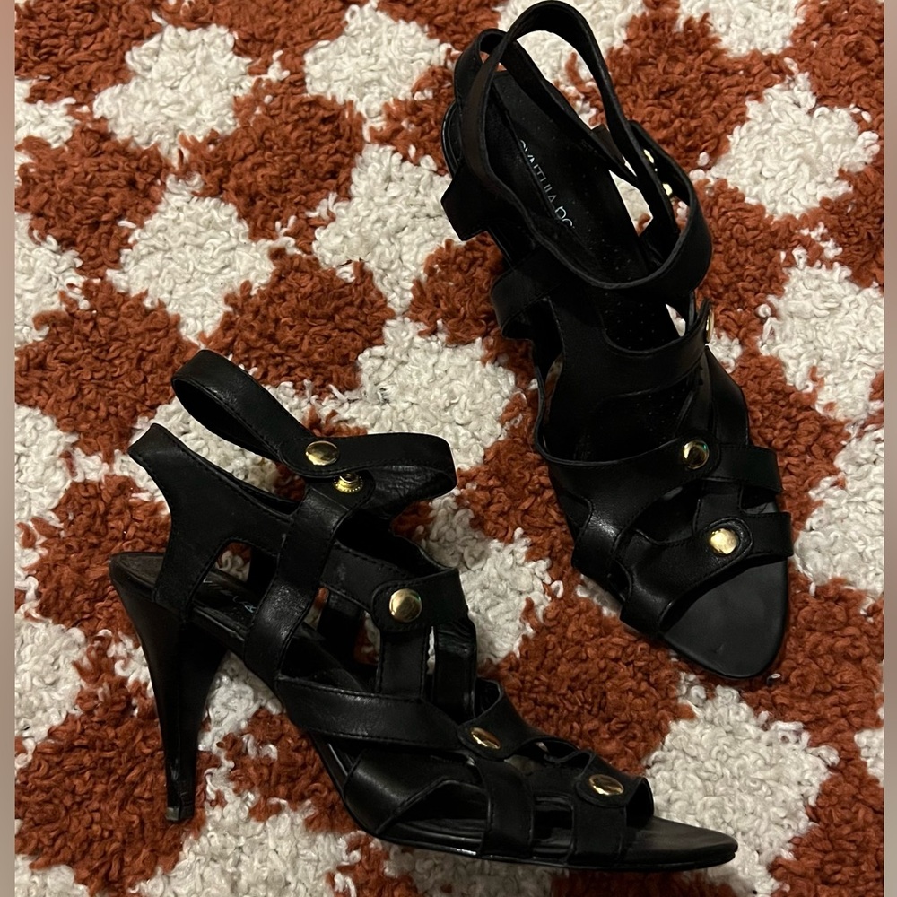 Strappy button detail heels